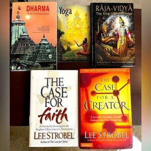 Five religious/spiritual books. Varying usages, colors, & authors.